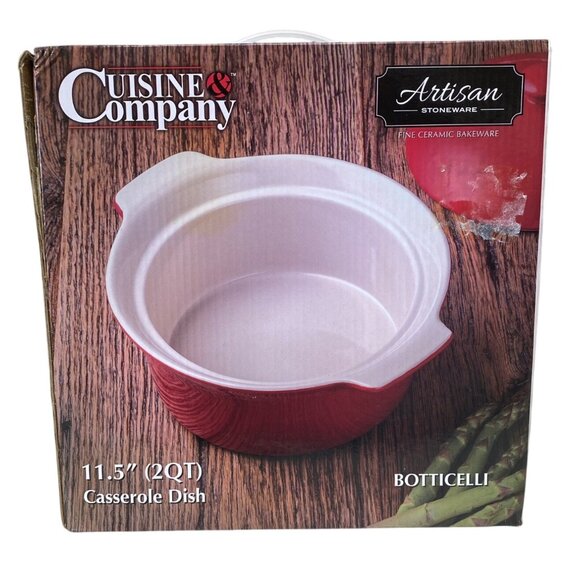 Cuisine & Company Other - Cuisine & Company Artisan Stoneware 2QT Red Casserole Dish W/ Lid